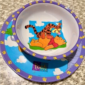 Vintage Winnie the Pooh Bear Plate and Bowl Set